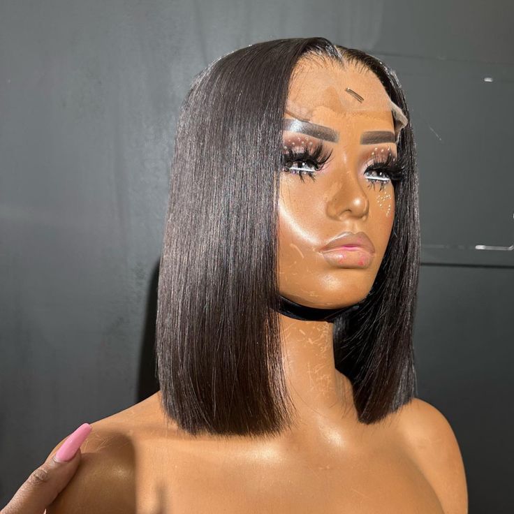 Double Drawn Short Bob Wigs Straight Human Hair Wigs with Full Ends Bob Wig For Black Women, Straight Human Hair Wigs, Wigs Straight, Wig Material, 100 Human Hair Wigs, Straight Bob, Lace Caps, Short Bob Wigs, Lace Closure Wig