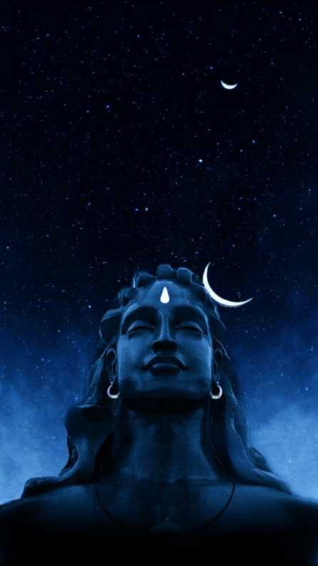 an image of a person with the moon in the sky above him and two crescents on his head