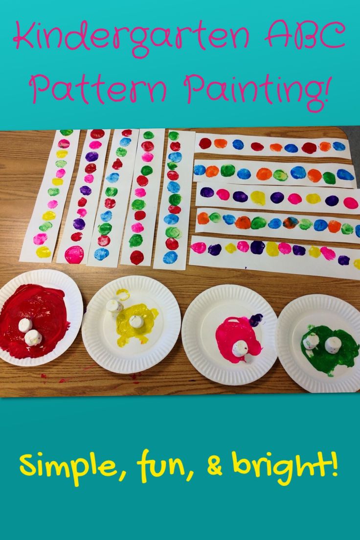 paper plates with paint on them and the words, kids's art pattern painting simple, fun, and bright