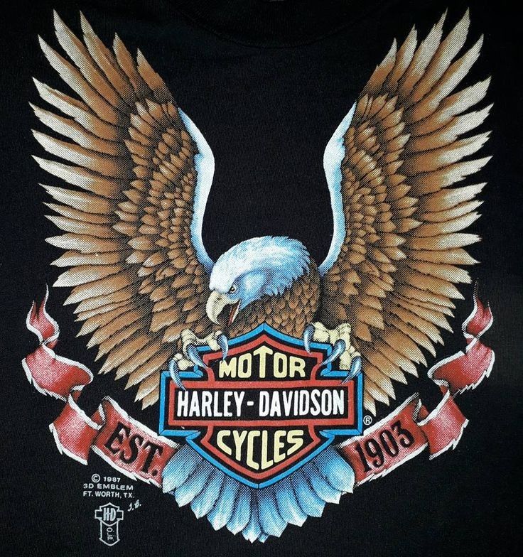 an eagle with the words motor harley - davidson cycles on it's chest and wings