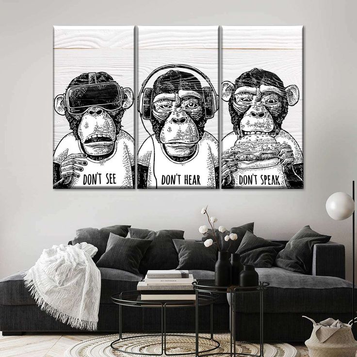 three monkeys with helmets on their heads and the words don't hear, don't