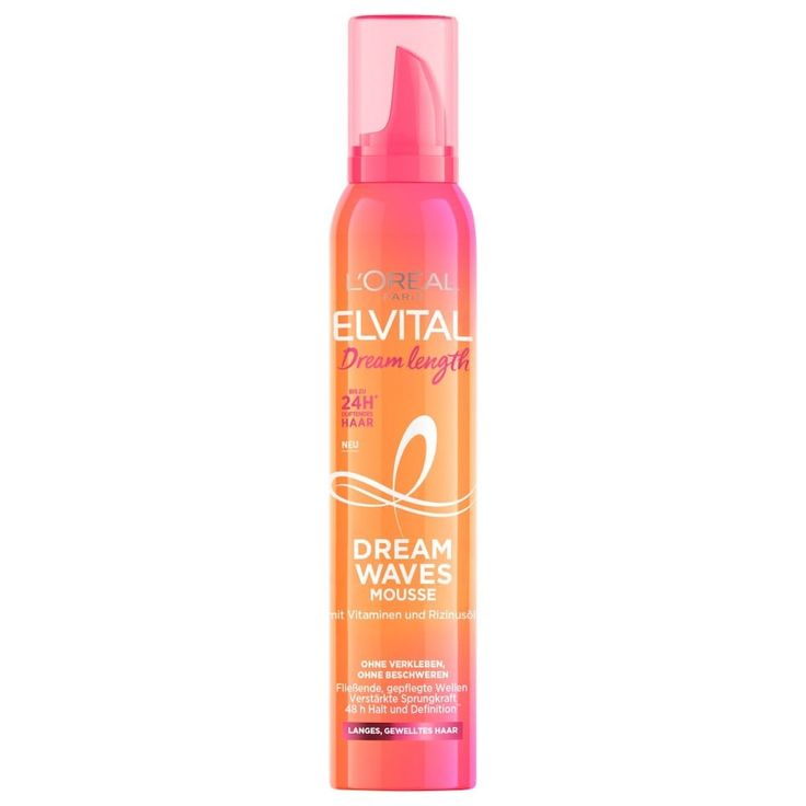 L’Oréal Elvital Dream Waves Mousse: Langlebiger Locken-LookMit dem Elvital Dream Length Dream Waves Mousse von L’Oréal Paris sehen deine Locken oder Wellen besonders lange wie frisch gestylt aus, denn natürliche Polymere fixieren das Haar. Zudem bewirkt Glukose in der Formulierung, dass die Feuchtigkeit in der Haarfaser bewahrt wird, was ebenfalls zu einem langlebigen Locken-Look beiträgt. Für das langanhaltend frische und federleichte Finish ist die Styling-Mousse zudem mit Vitaminen und Rizinusöl angereichert. Das Ergebnis: Langes, gewelltes Haar hat deutlich mehr Sprungkraft, fühlt sich geschmeidig an und bleibt extralange in Form. Dream Wave, Paris Dream, Waves Curls, Loreal Paris, Shampoo Bottle, Personal Care, Paris, Beauty