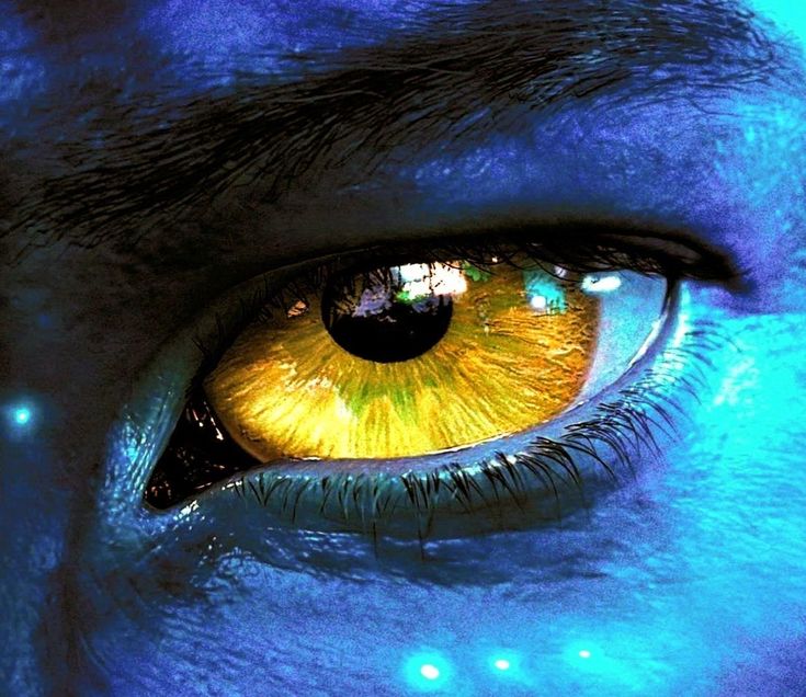 an eye with blue and yellow colors on it