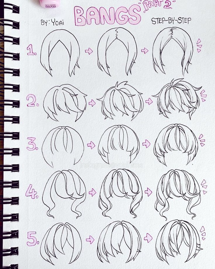 a drawing book with different hair styles and how to draw them in it's pages