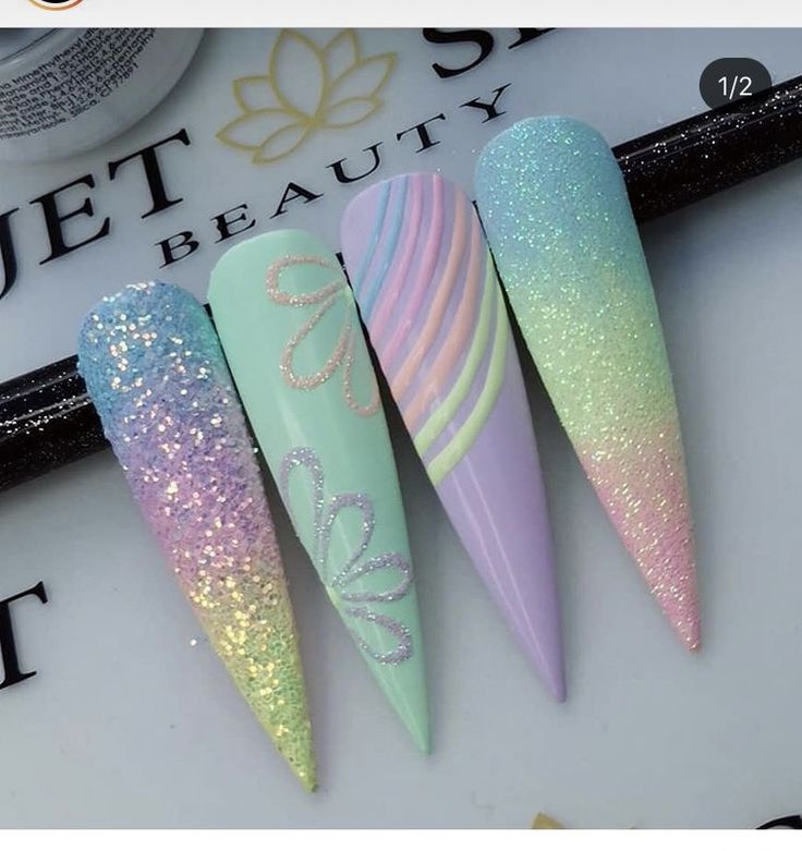 Pastel Cute Nails, Rainbow Lashes, Pastel Rainbow Nails, Fluorescent Nails, Nails Rainbow, Luminous Nails, Pastel Nails Designs, Unicorn Nails, Christmas Gel Nails