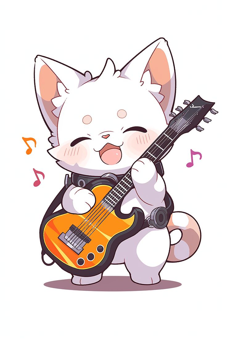 a cartoon cat playing an electric guitar