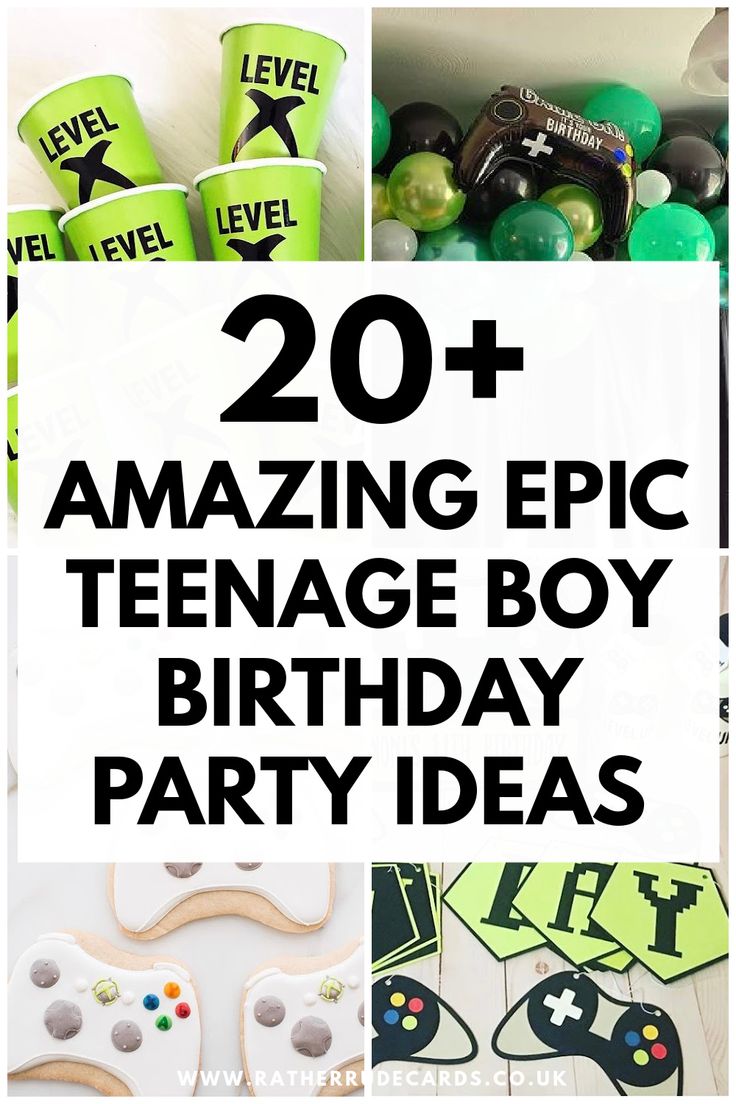 Teenage boys birthday party ideas decor themes and games 13 Birthday Party Ideas For Boys, Birthday Party Ideas For Guys, Birthday Party Ideas For 13, Teen Boy Birthday Party Ideas, Boys Sweet 16, Teen Boy Birthday, Sweet 16 Birthday Party Ideas, Boys Birthday Party Themes, 16 Birthday Party Ideas