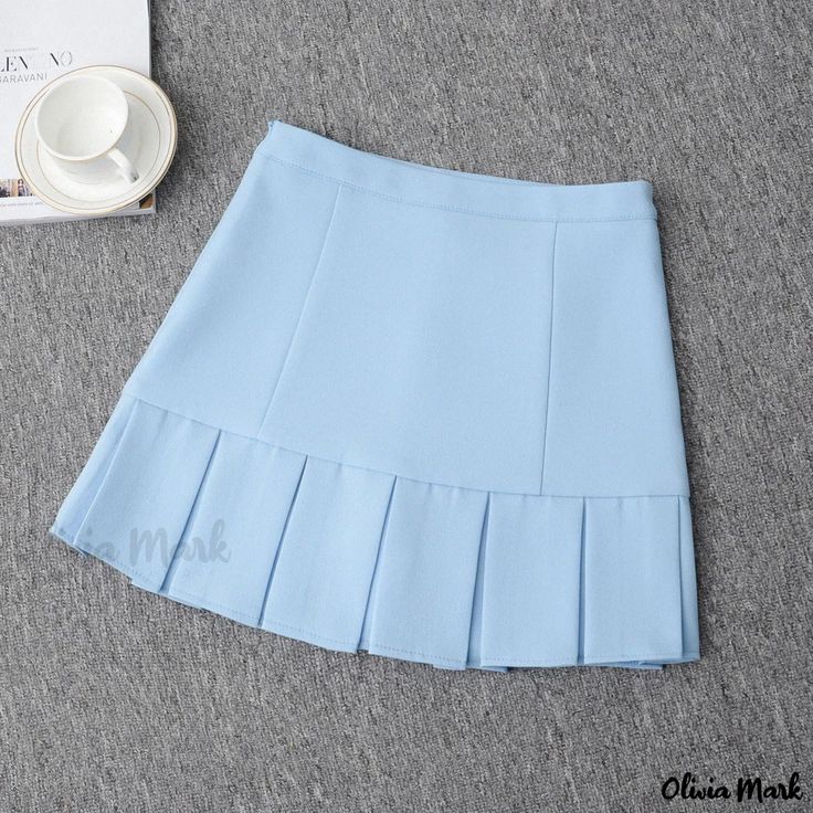 Olivia Mark - Academy Style Bodycon Pleated Skirt Mini Skirt Midi Skirt Pleated Skirted Skort, Fitted Solid Skort With Pleated Hem, Solid Pleated Skort, Stretch Skirt With Pleated Hem, Solid Pleated Skirted Skort, High Waist Solid Ruffled Skort, High Waist Solid Tennis Skirt With Lining, High-waist Lined Tennis Skirt, High Waist Lined Tennis Skirt