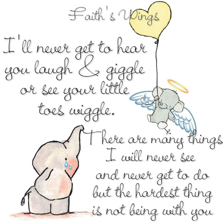 an elephant holding a yellow balloon with the words faith's wings written on it