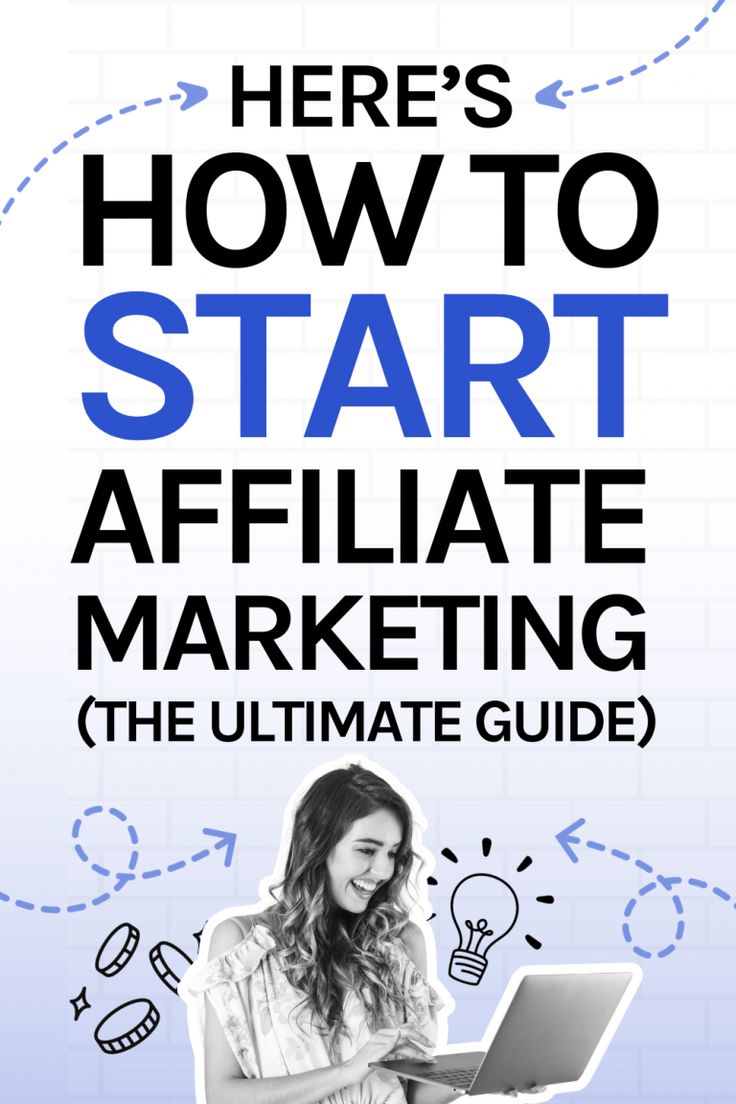 a woman on her laptop with the title here's how to start afflate marketing