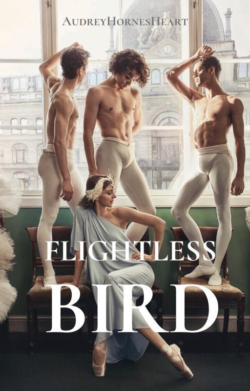 three men in white leotards are posing for the cover of their book, flightless bird