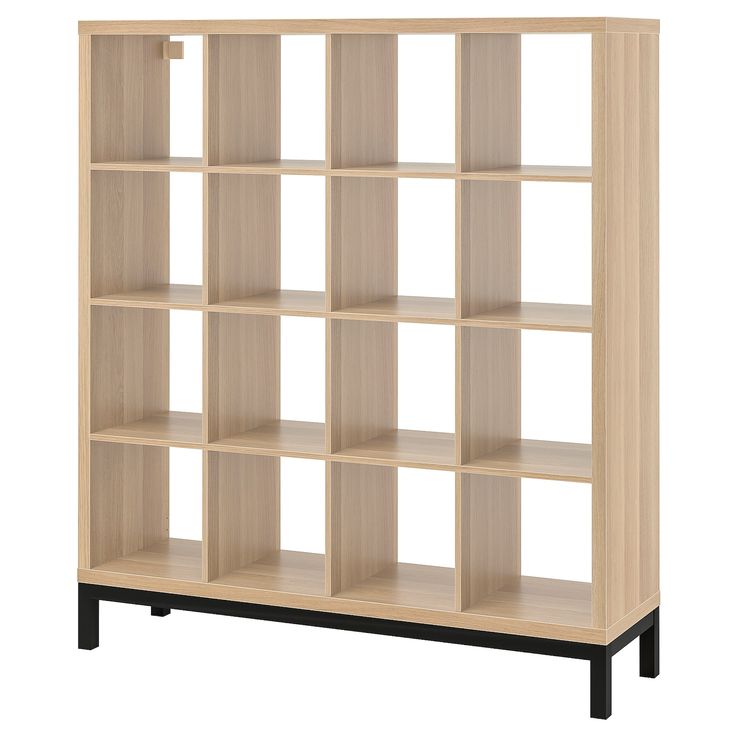 a bookcase with several shelves on each side and one shelf in the middle that is empty