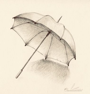 a drawing of an open umbrella on a white background