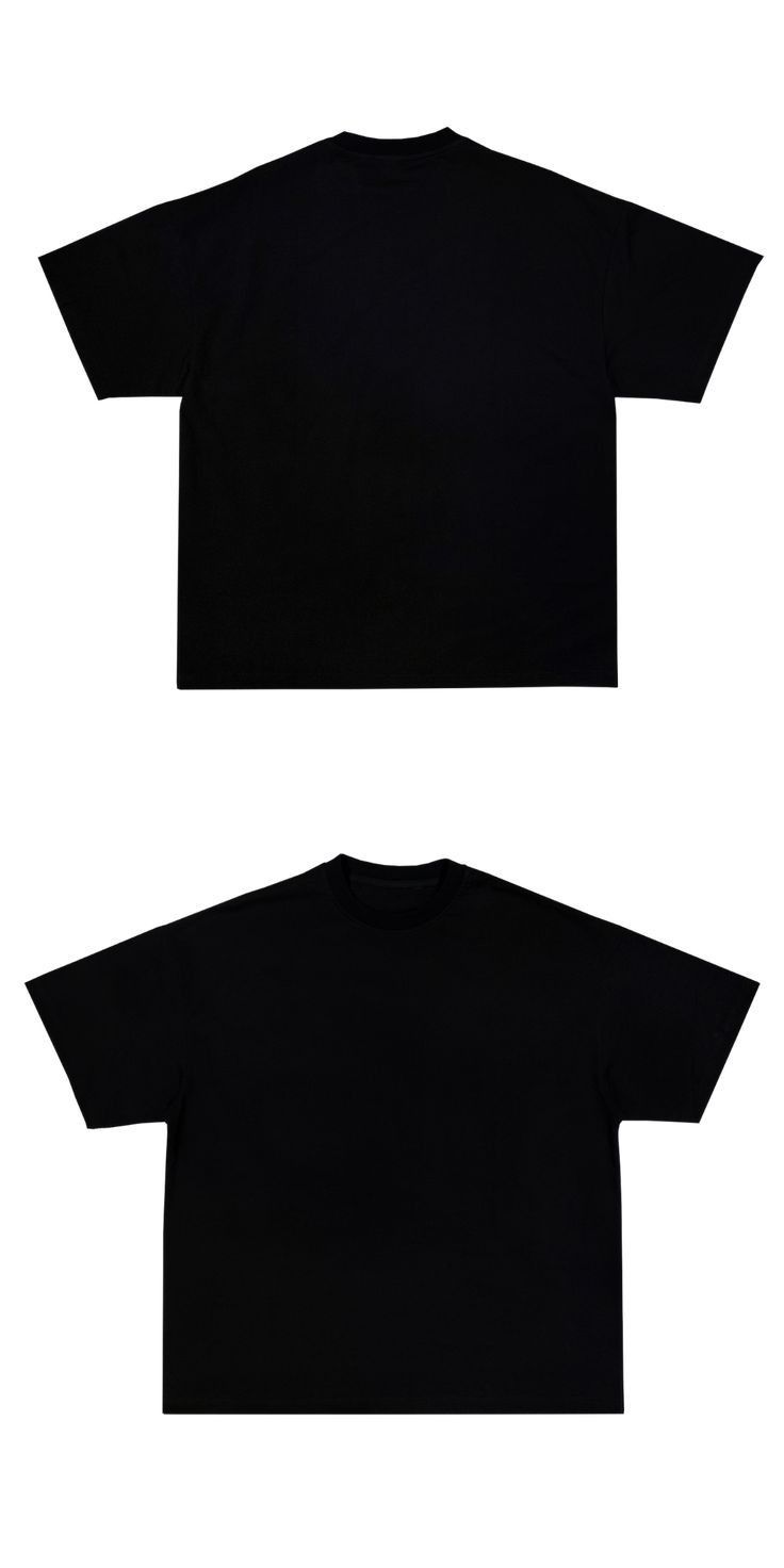 two black t - shirts on white background