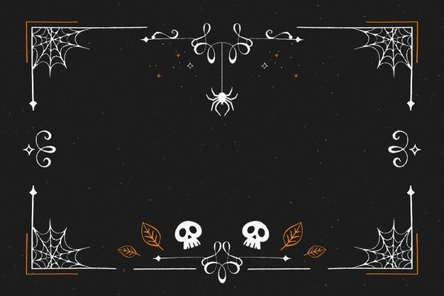 halloween frame with skulls and spider webs