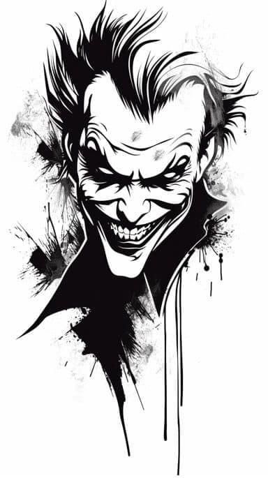 the joker with his face painted black and white