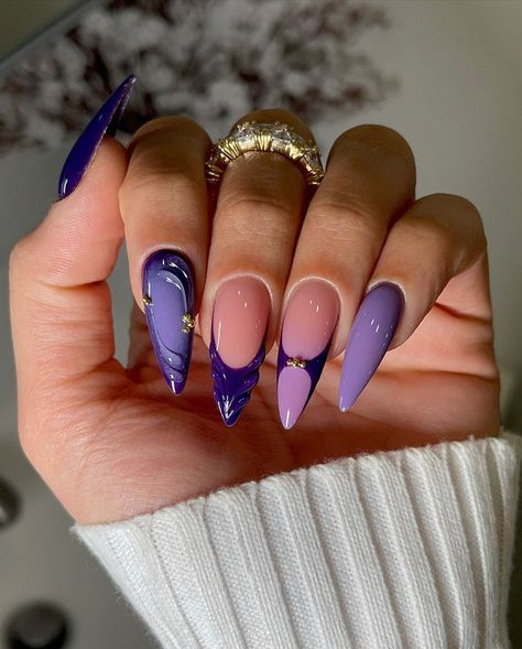 Nail Inspo Coffin Long, Nail Inspo Coffin, Curled Hair With Braid, Pop Art Nails, Purple Nail Art, Purple Nail Designs, Dip Nails, Purple Nail, Creative Nail Designs