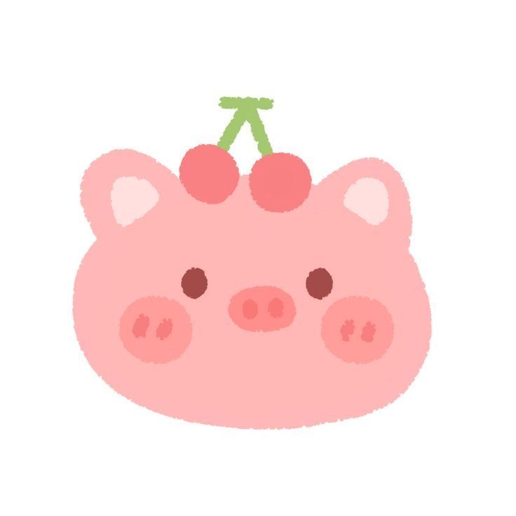 a pink pig with cherries on it's head is shown in this image