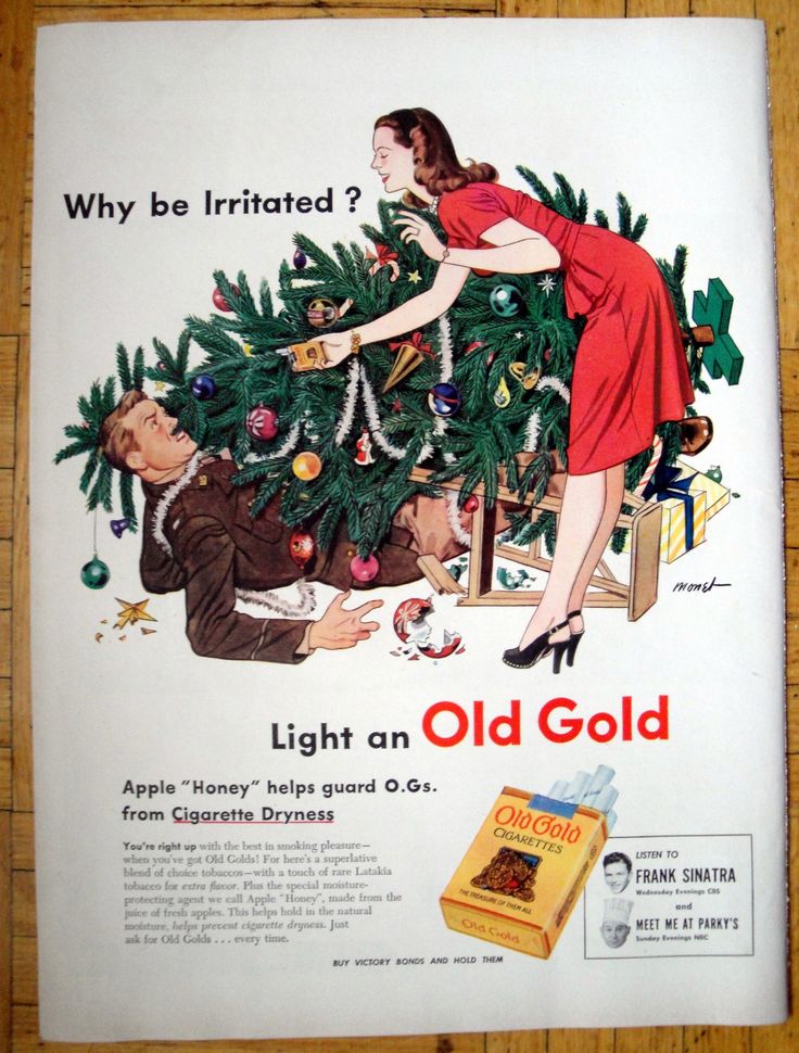 1944 Christmas Tree Fall On Angry Man-Old Gold-Original 13.5 | Etsy Roger Wilkerson, Christmas Advertising, Monet Art, Christmas Ephemera, Christmas Ad, Mid Century Christmas, Pretty Christmas, Vintage Life, Christmas Illustration