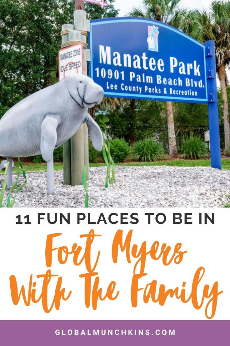 an elephant statue with the words fun places to be in fort myers with the family