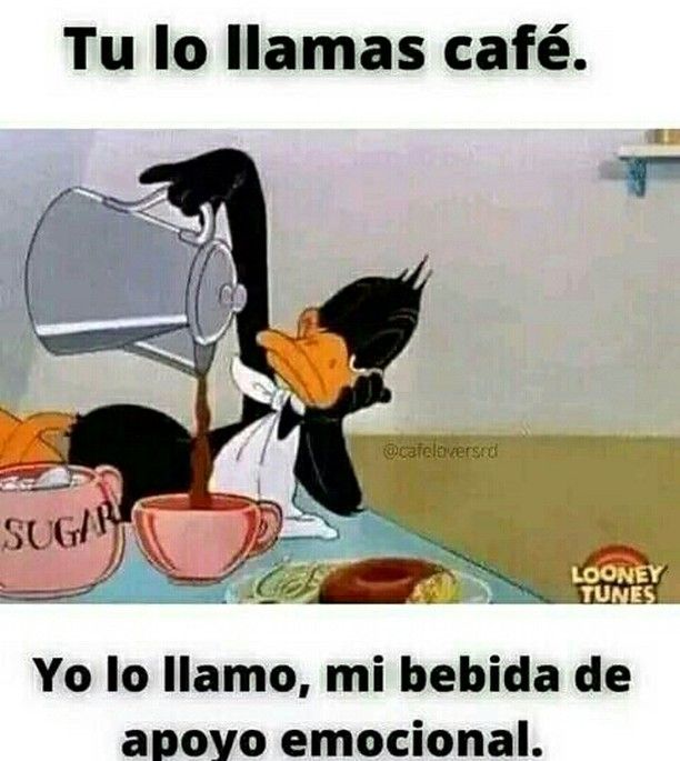 an image of a cartoon character pouring something into a cup with the caption tu lo llamas cafe