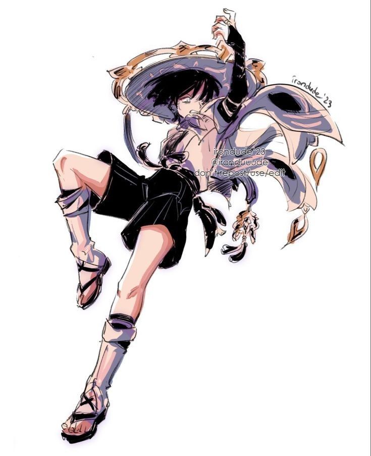 an anime character is flying through the air with her legs spread out and one hand on her hip