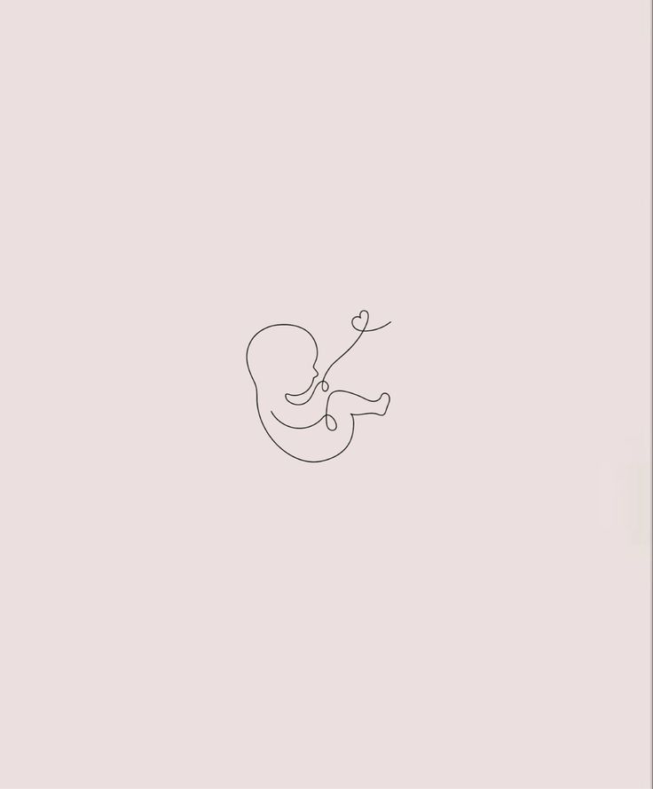 an outline drawing of a baby on a pink background