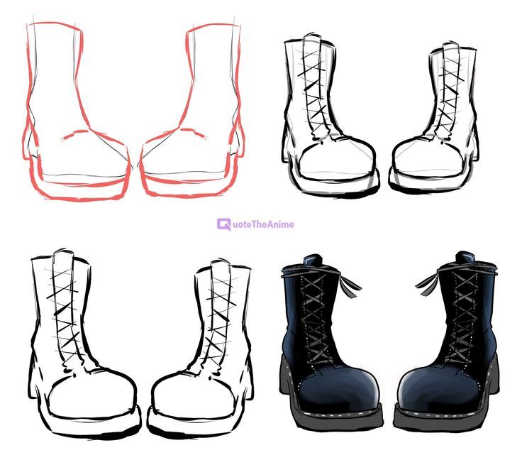 four different types of boots with laces on them