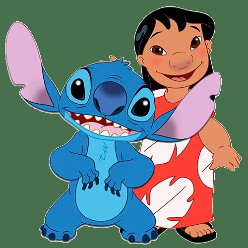 the cartoon character stitchy is hugging his friend in front of an image of stitch and stitch