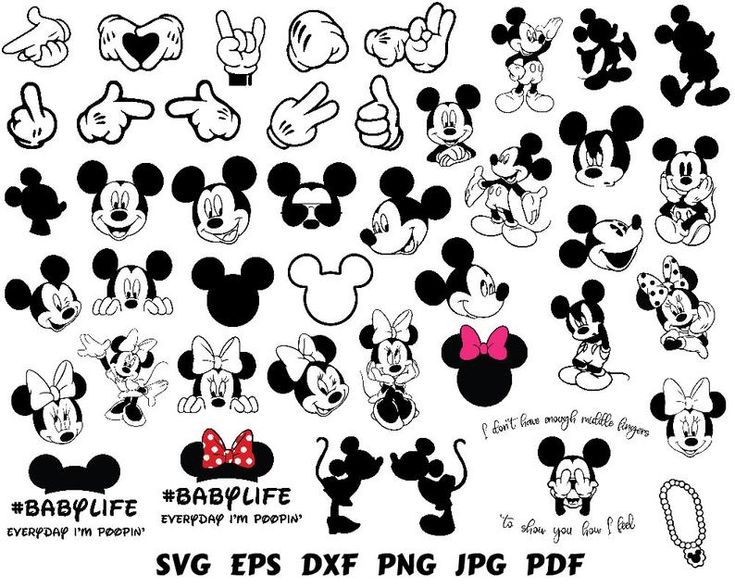 mickey mouse svg clipart bundle for cricut, silhouette and other cutting machines