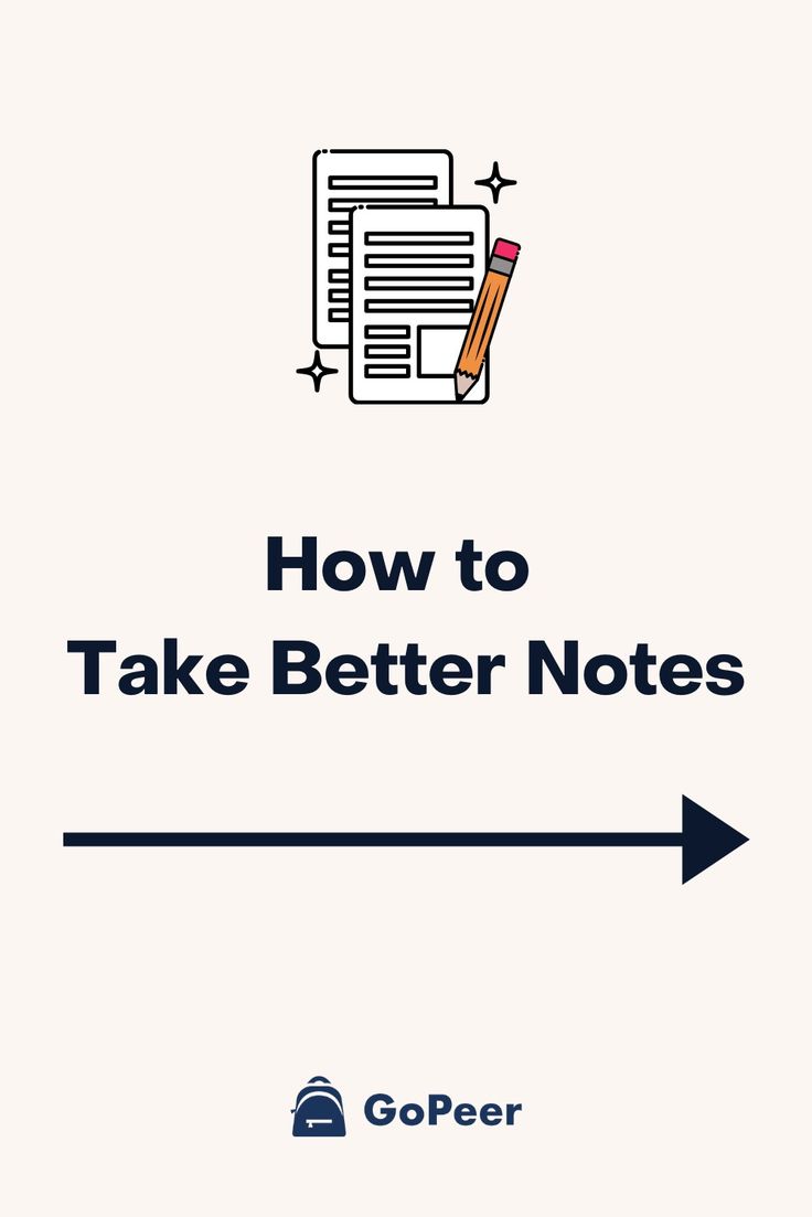 the text how to take better notes with an arrow pointing up at it and a pencil in