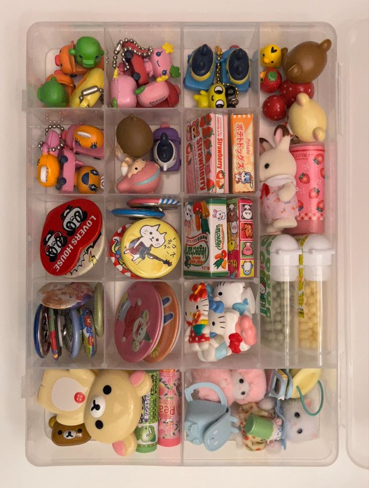 a plastic container filled with lots of toys