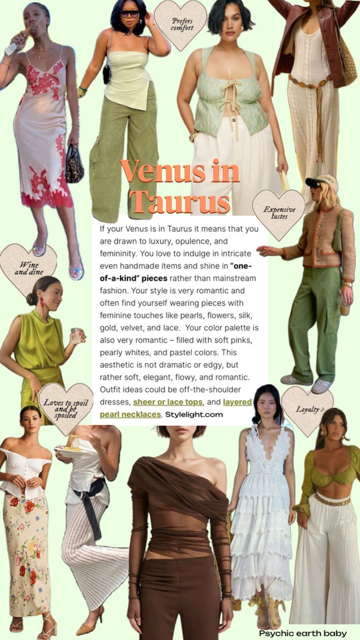 Style for Venus in Taurus 🌿🌻✨ #styleboard #astrology #venusintaurus #style #outfitinspo Taurus Fashion, Venus In Taurus, Plus Size Aesthetic Outfits, Venus Fashion, Dramatic Hair, Taurus Women, All Body Workout, Fashion Fits, Outfit Inspo Fall