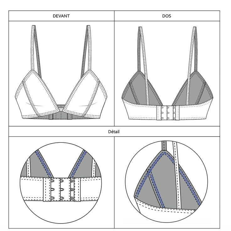 the instructions for how to make a bralet with an adjustable strap and padded straps