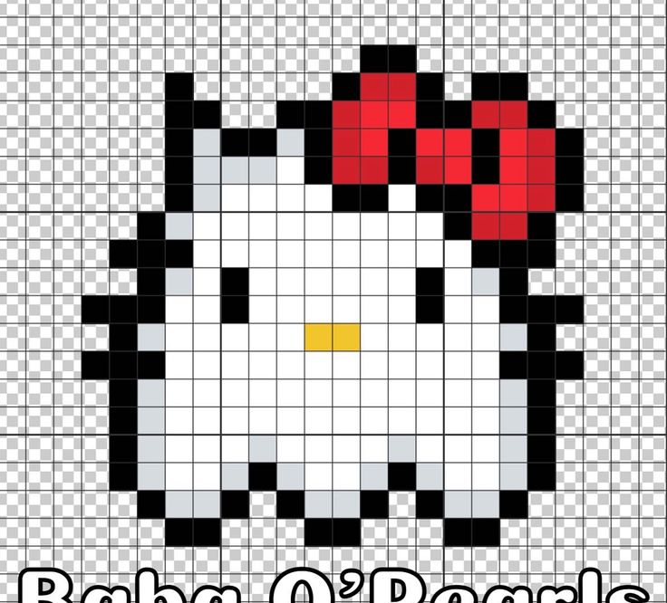 an image of a hello kitty face made out of pixellated squares with the words,