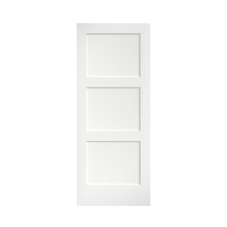 a white door on a white wall with two panels in the same color and width