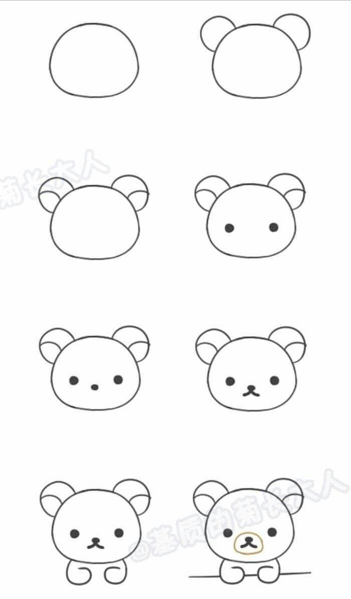 how to draw teddy bear faces step by step for kids and beginners with easy instructions