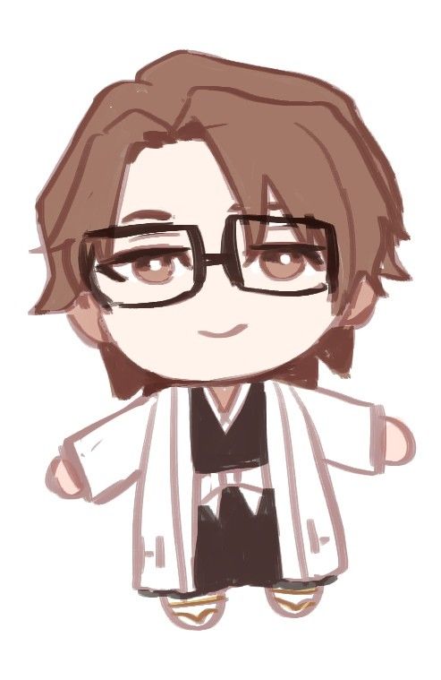 an anime character with glasses and a white coat