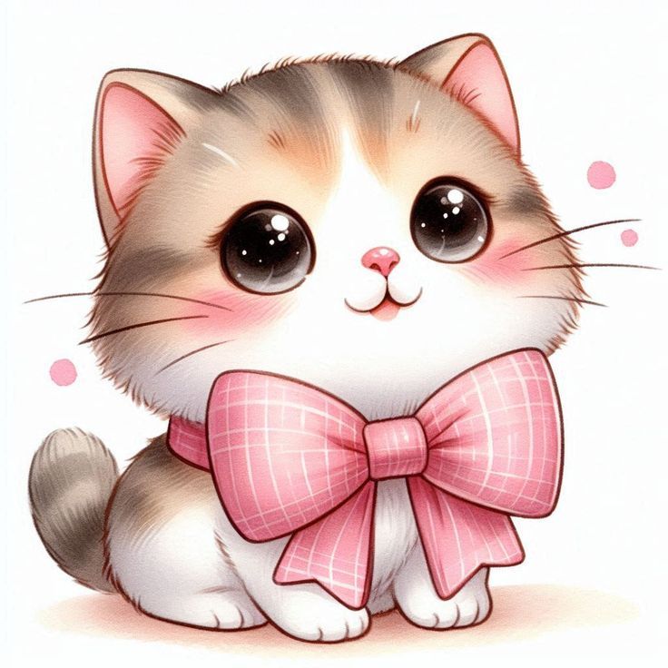 a cute little kitten with a pink bow tie