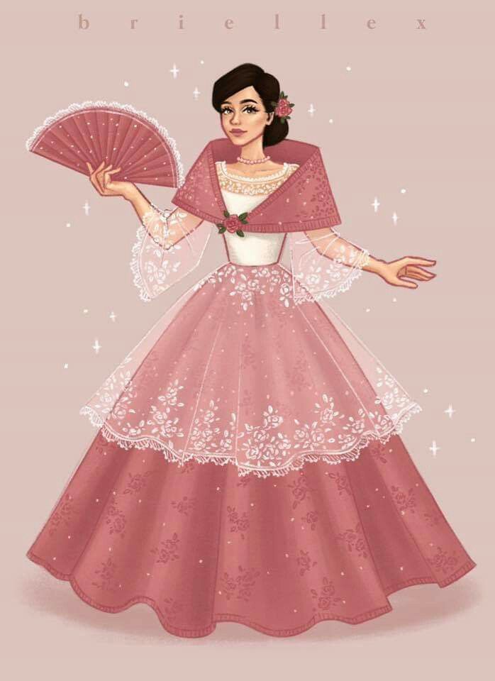 Filipino Dress Drawing, Filipiniana Dress Modern Drawing, Filipino Old Fashion, Filipino Traditional Clothing Drawing, Filipino Dresses Traditional, Philippiniana Dress, Filipina Traditional Clothes, Philippines Dress Traditional, Philippines Culture Outfit