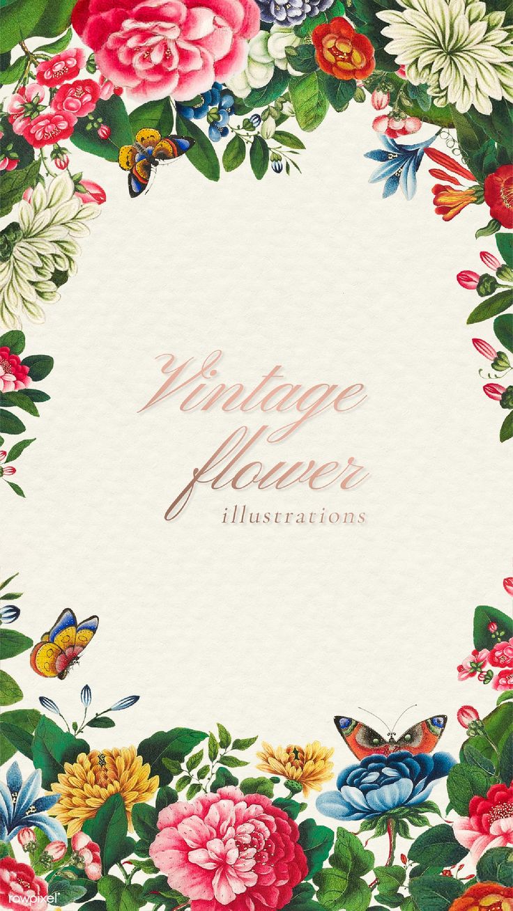 Vintage antique mixed flower frame illustration mockup | premium image ...