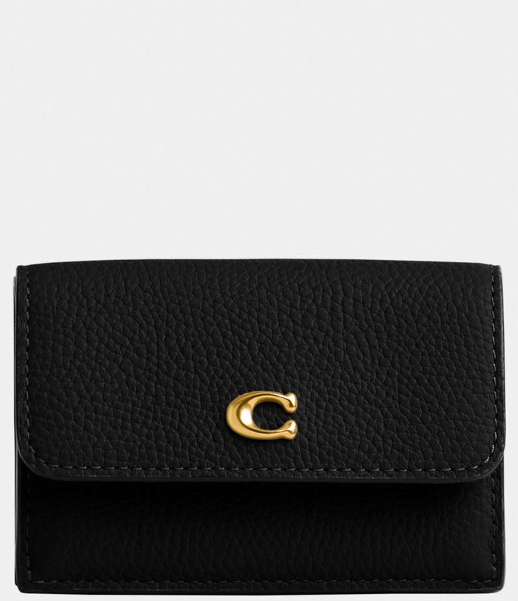 From COACH, the Mini Trifold Wallet features:Polished pebble leatherGold-tone hardwareSix credit card slotsFull-length bill compartmentSnap closureOutside snap coin pocketApprox. 4.25" (L) x 2.75" (H) x 1" (W)Imported. Affordable Black Coin Purse With Card Slots, Cheap Elegant Wallet For Everyday Use, Affordable Classic Wallets For Formal Occasions, Black Michael Kors Wallet, Classic Coach Leather Coin Purse, Coach Black Bifold Card Holder, Classic Coach Trifold Wallet With Card Slots, Coach Leather Trifold Wallet With Card Slots, Coach Black Leather Card Holder