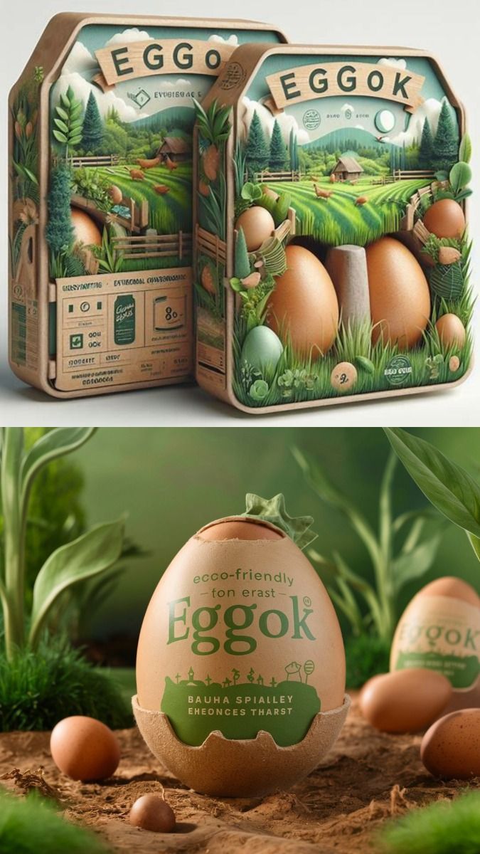 an egg box with eggs inside and outside