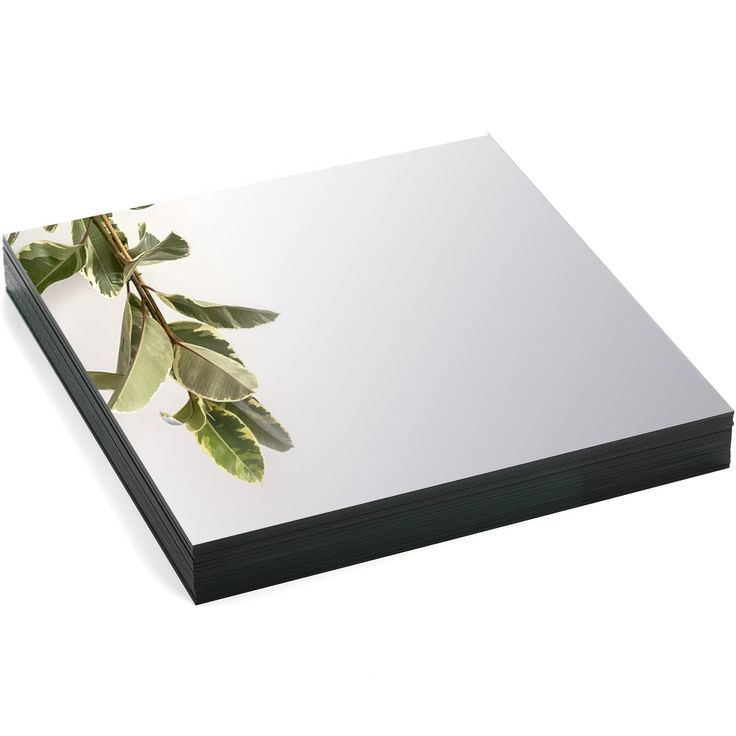 a sheet of white paper with green leaves on the top and bottom, in front of a white background