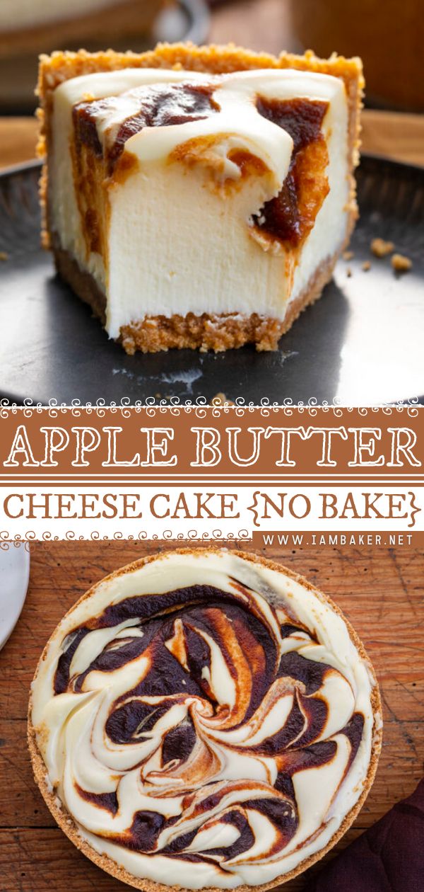 an image of apple butter cheesecake no bake