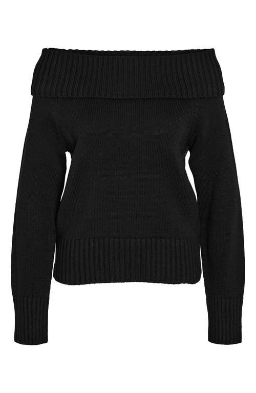 "Find NOISY MAY Lima Off The Shoulder Sweater on Editorialist. Soft ribbing frames this sleek shoulder-baring sweater knit with a wide neckline fold. 19 1/2\" length Off-the-shoulder neck Long sleeves Ribbed cuffs and hem 60% recycled cotton, 40% polyester Machine wash, dry flat Imported" Off The Shoulder Black Sweater, Black Sweater Women, Dark Clothing Aesthetic, Off Shoulder Black Sweater, Wide Neck Sweater, Dark Sweater, Youtuber Dr, Oversized Black Sweater, Off Shoulder Sweatshirt