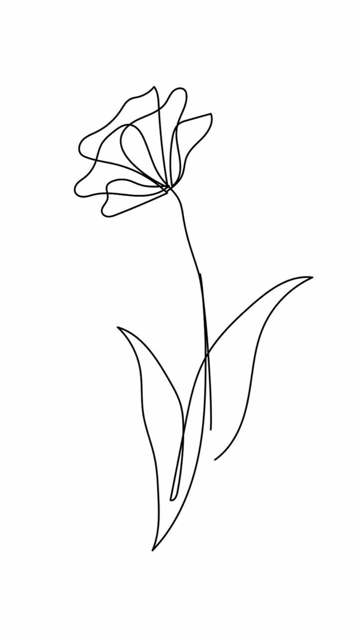 a line drawing of a single flower on a white background with the words,'i love