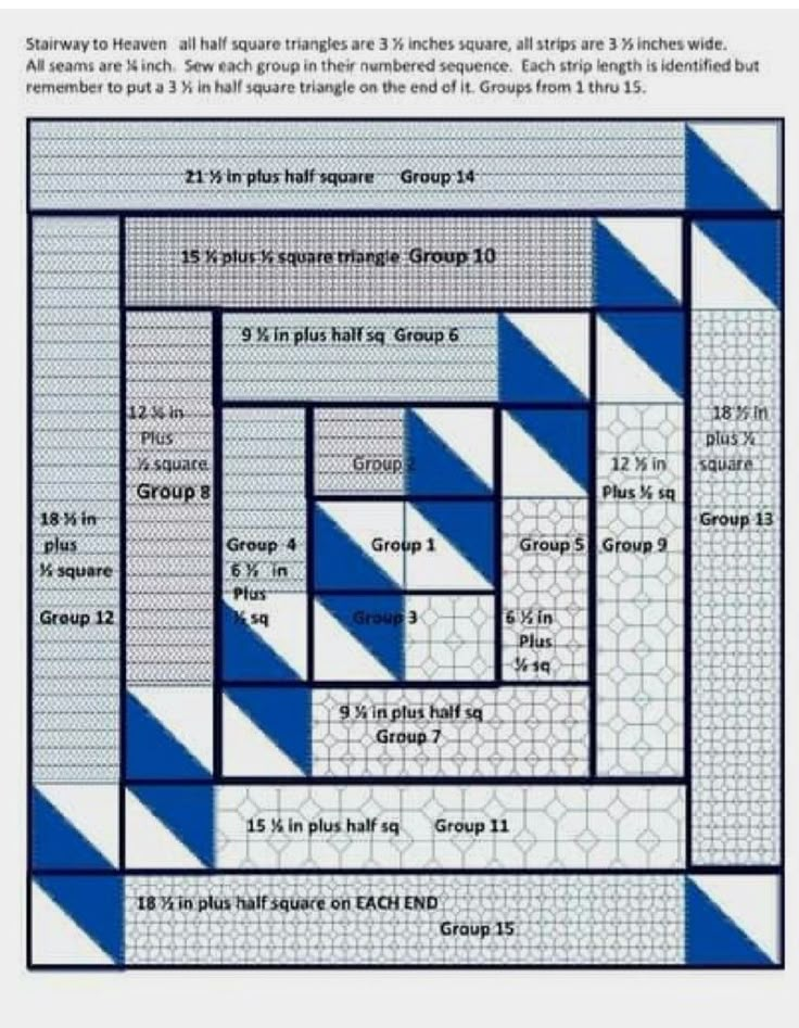 a blue and white quilt is shown with the instructions for each piece in this pattern