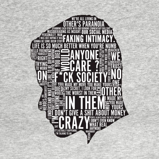 the silhouette of a man's head with words all over it