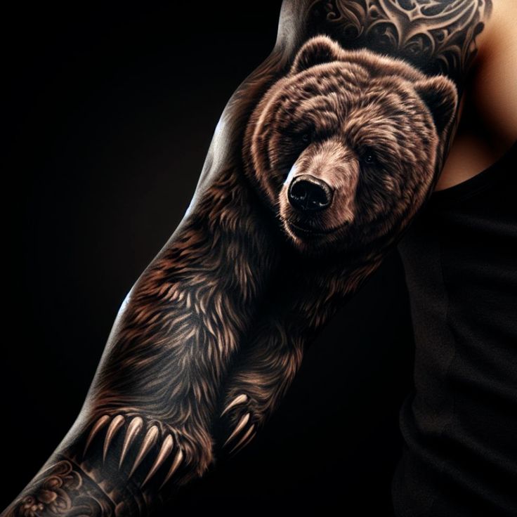 a man with a bear tattoo on his arm